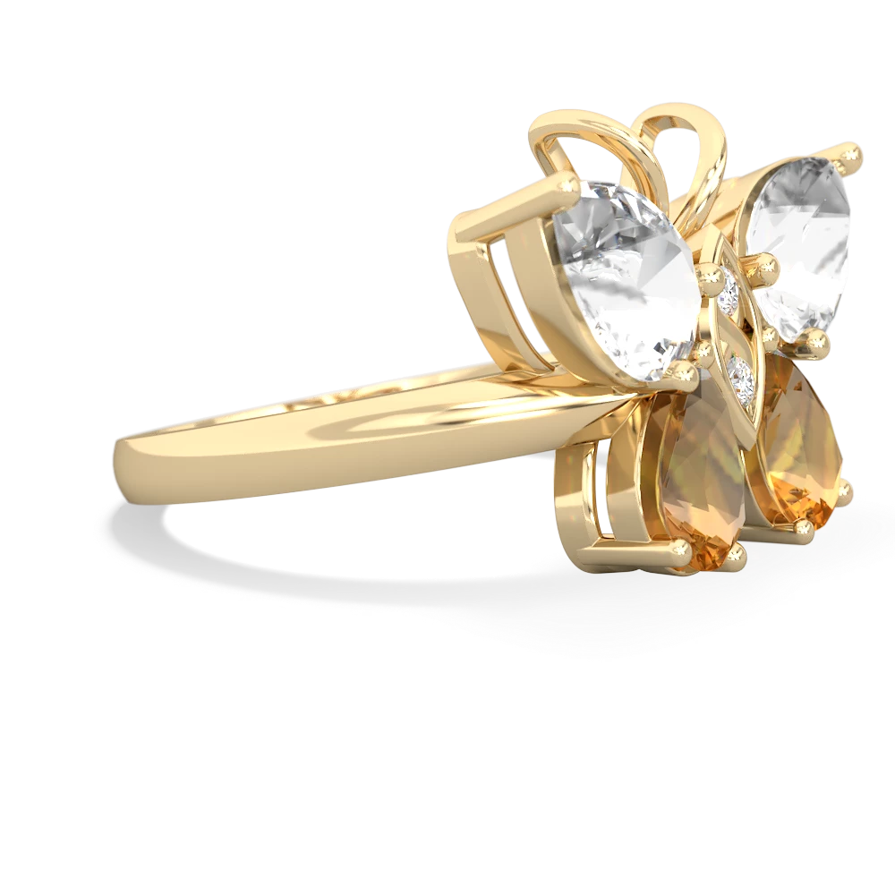 White Topaz Butterfly 14K Yellow Gold ring R2215