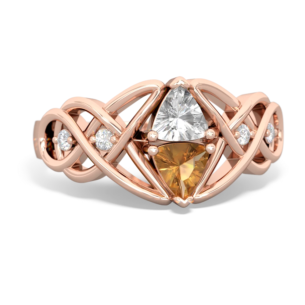 White Topaz Keepsake Celtic Knot 14K Rose Gold ring R5300