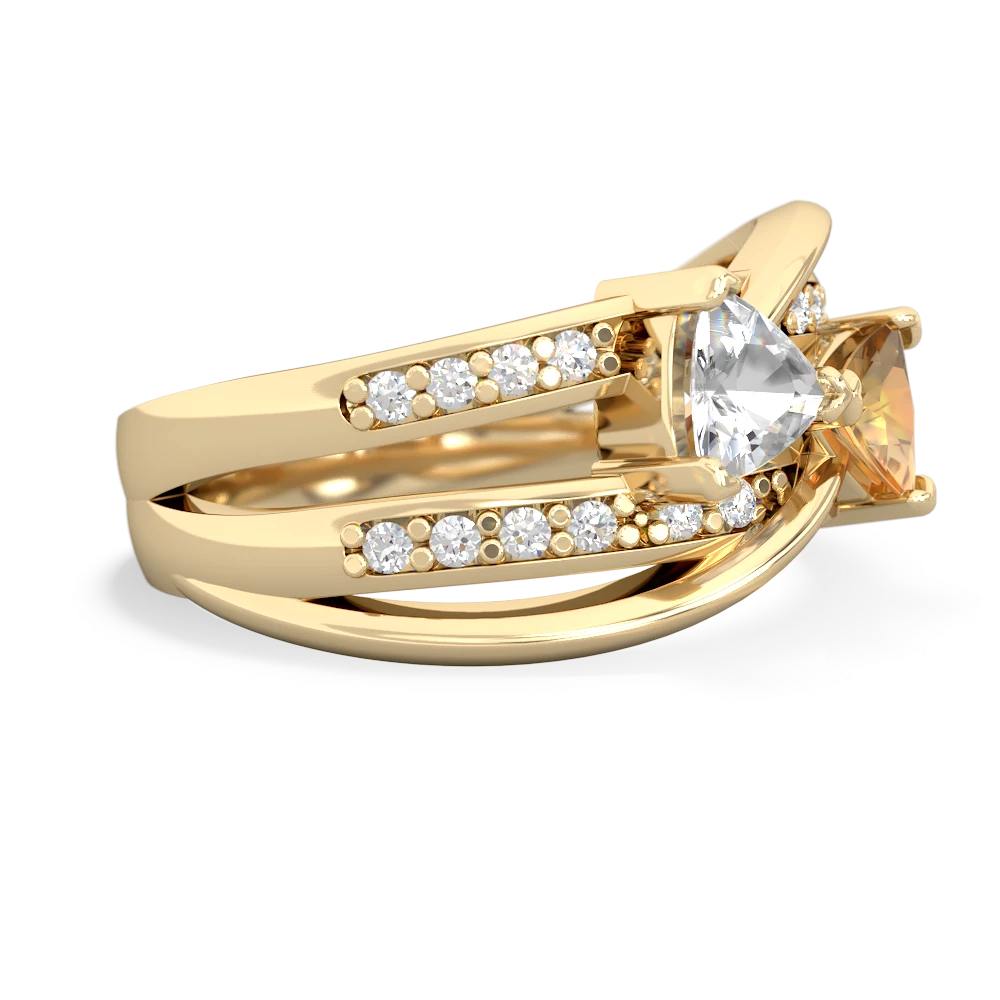 White Topaz Bowtie 14K Yellow Gold ring R2360