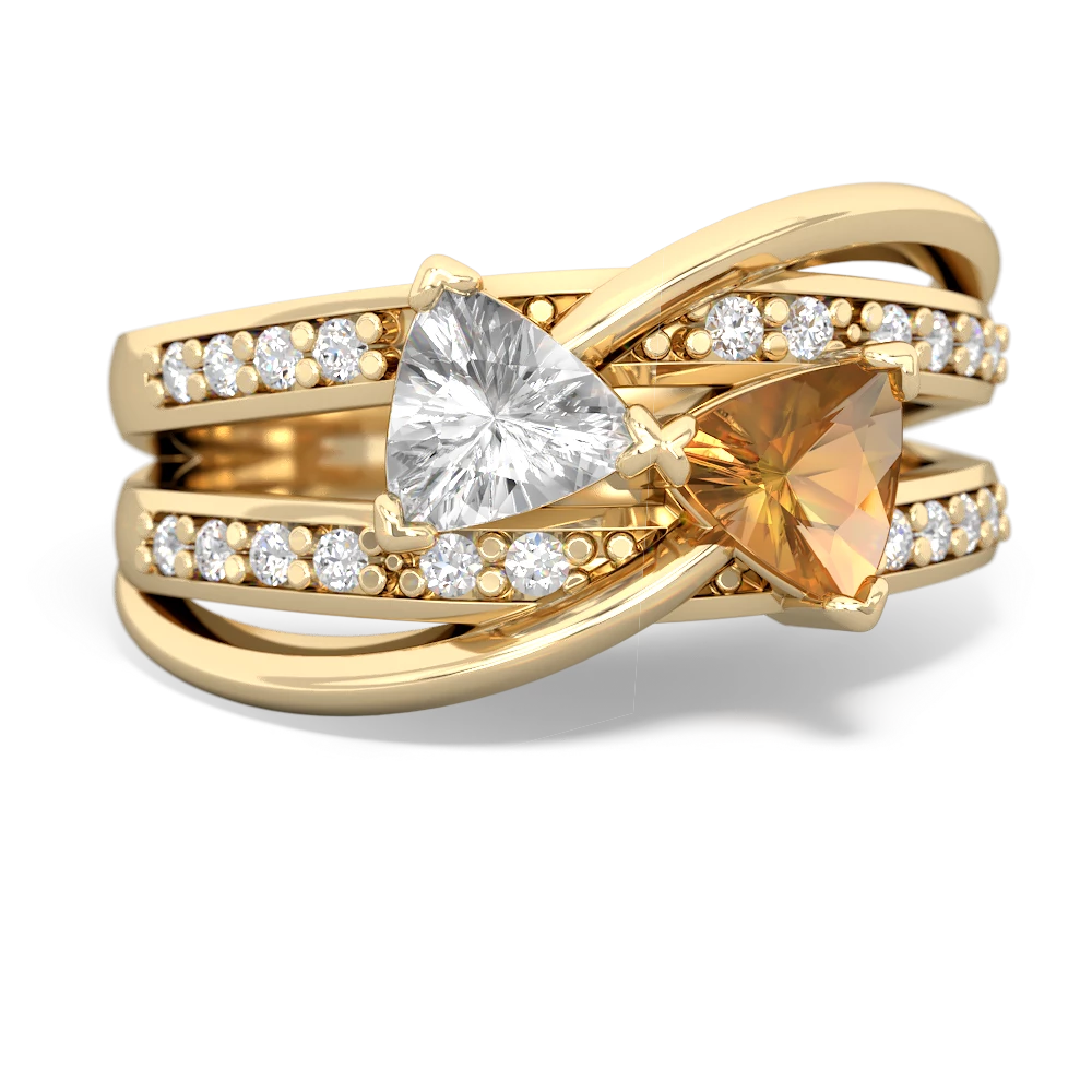 White Topaz Bowtie 14K Yellow Gold ring R2360