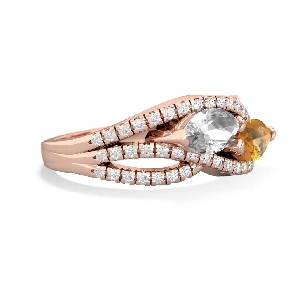 White Topaz Diamond Rivers 14K Rose Gold ring R3070