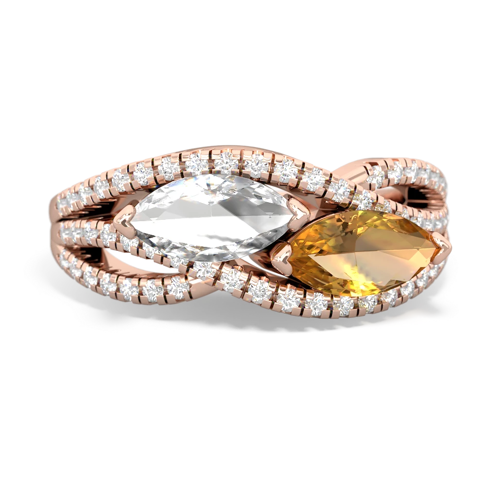 White Topaz Diamond Rivers 14K Rose Gold ring R3070