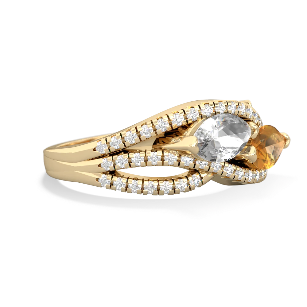 White Topaz Diamond Rivers 14K Yellow Gold ring R3070