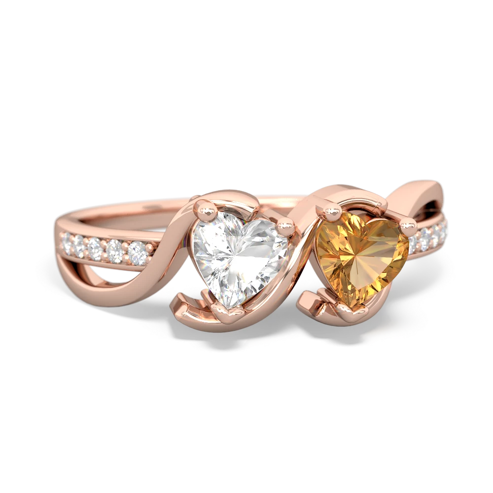 White Topaz Side By Side 14K Rose Gold ring R3090