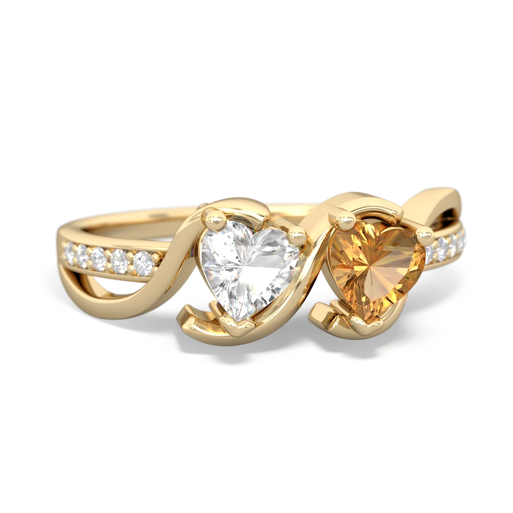 White Topaz Side By Side 14K Yellow Gold ring R3090