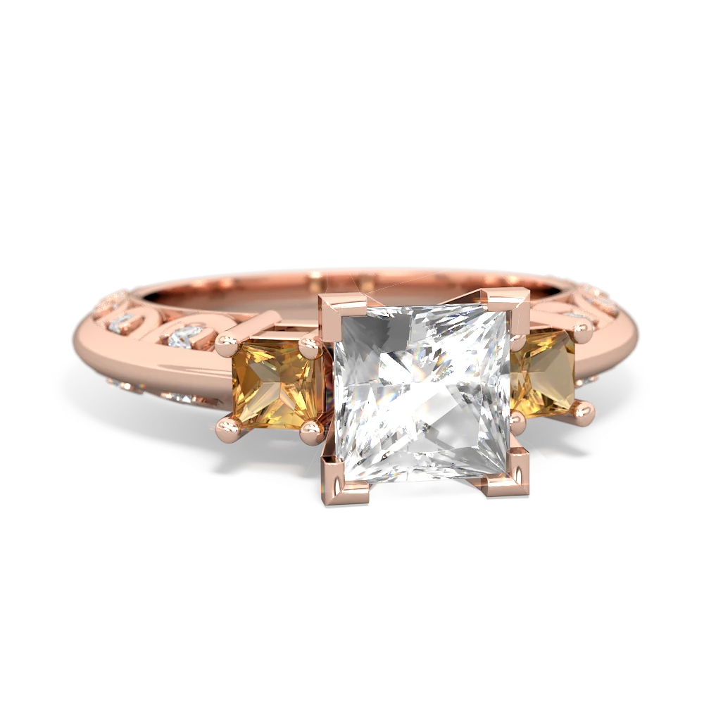 White Topaz Eternal Embrace Engagement 14K Rose Gold ring C2001