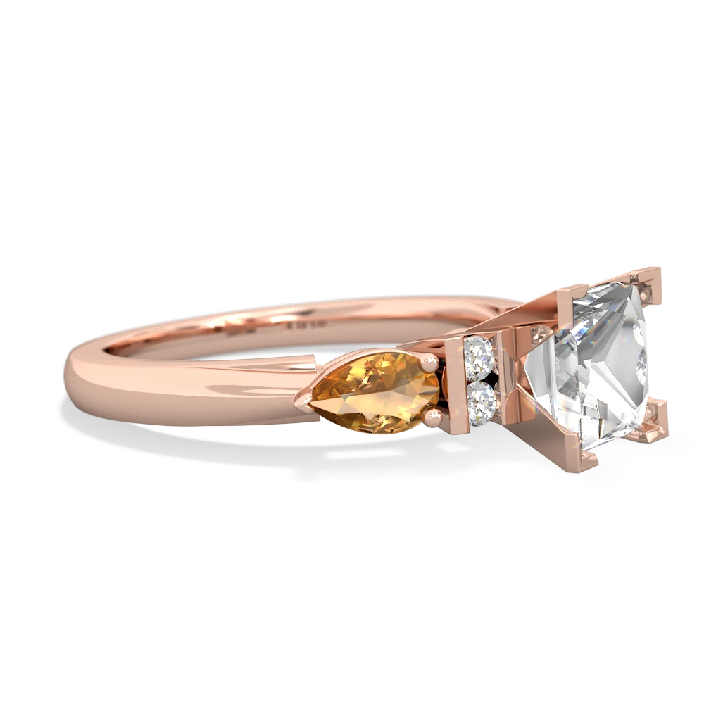 White Topaz 6Mm Princess Eternal Embrace Engagement 14K Rose Gold ring C2002