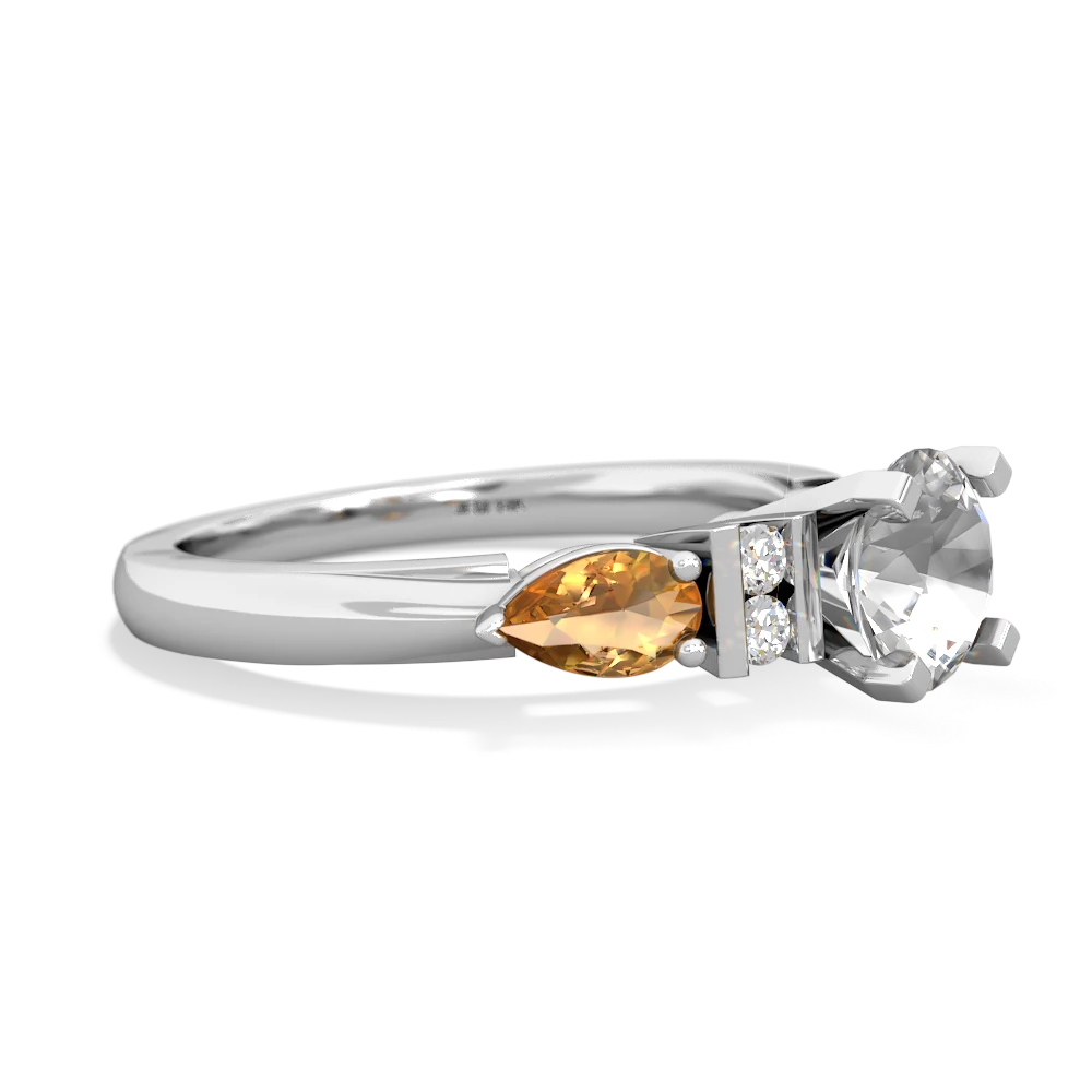White Topaz 6Mm Round Eternal Embrace Engagement 14K White Gold ring R2005