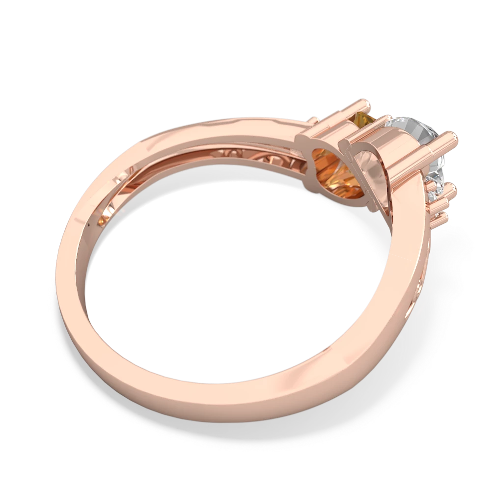 White Topaz Snuggling Hearts 14K Rose Gold ring R2178