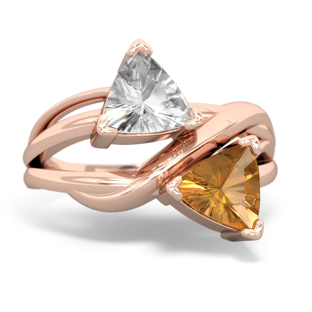 White Topaz Split Band Swirl 14K Rose Gold ring R2341