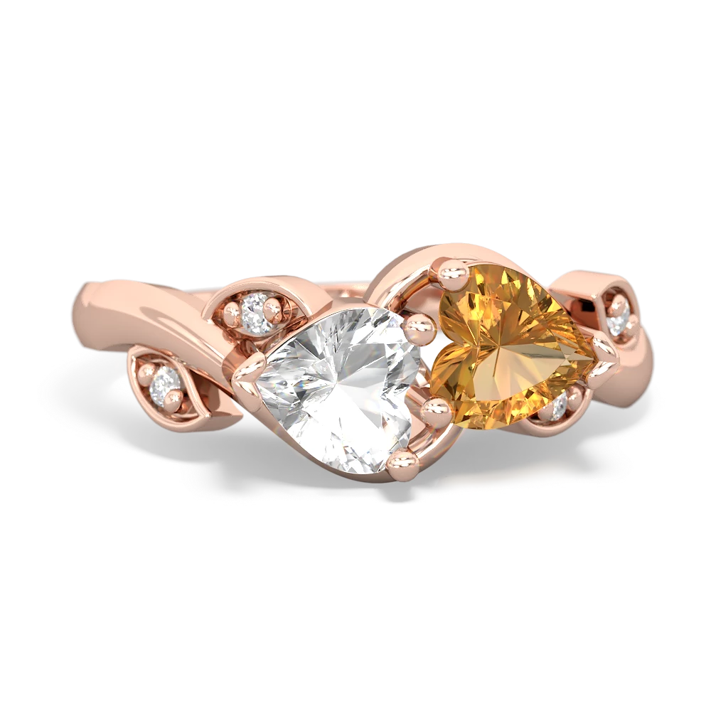 White Topaz Floral Elegance 14K Rose Gold ring R5790