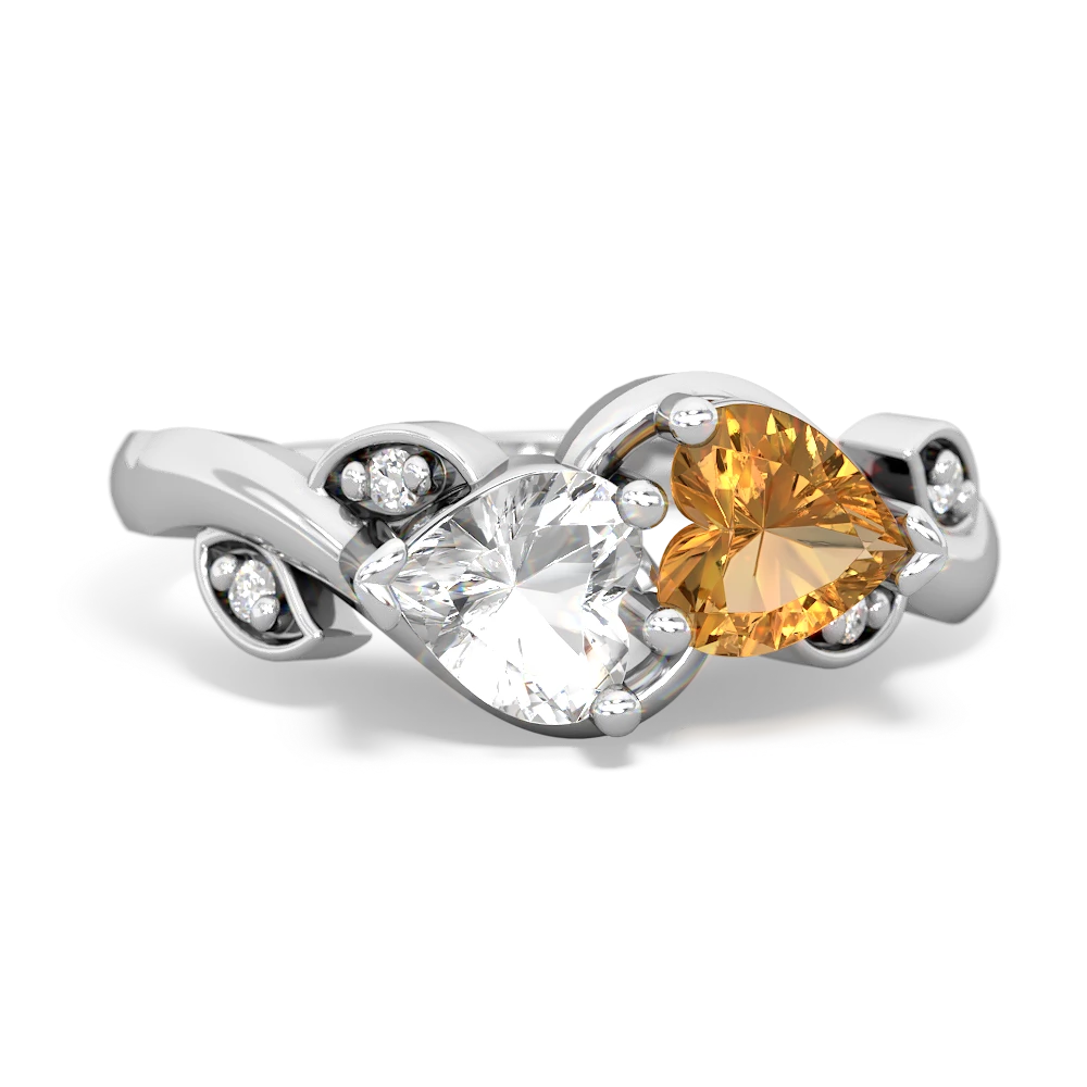 White Topaz Floral Elegance 14K White Gold ring R5790