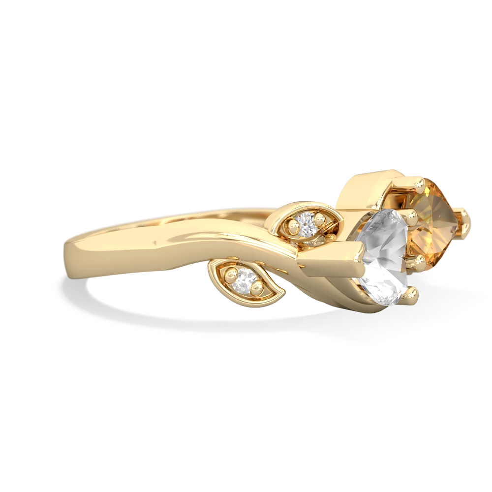 White Topaz Floral Elegance 14K Yellow Gold ring R5790