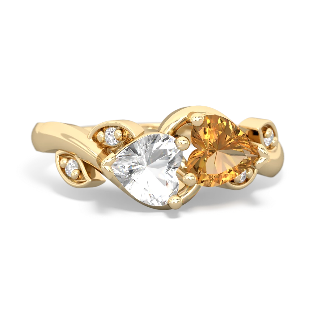 White Topaz Floral Elegance 14K Yellow Gold ring R5790