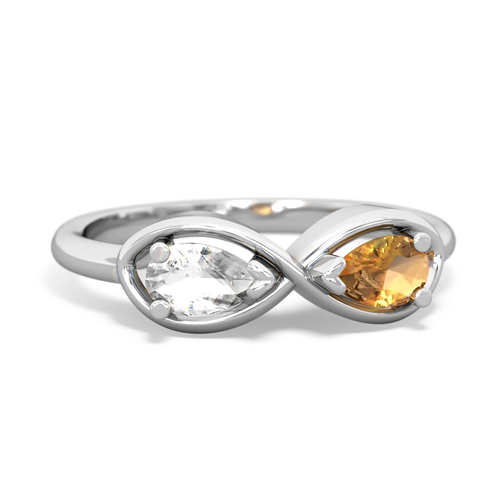 White Topaz Infinity 14K White Gold ring R5050