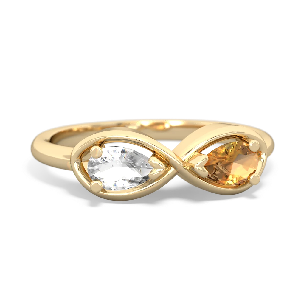 White Topaz Infinity 14K Yellow Gold ring R5050