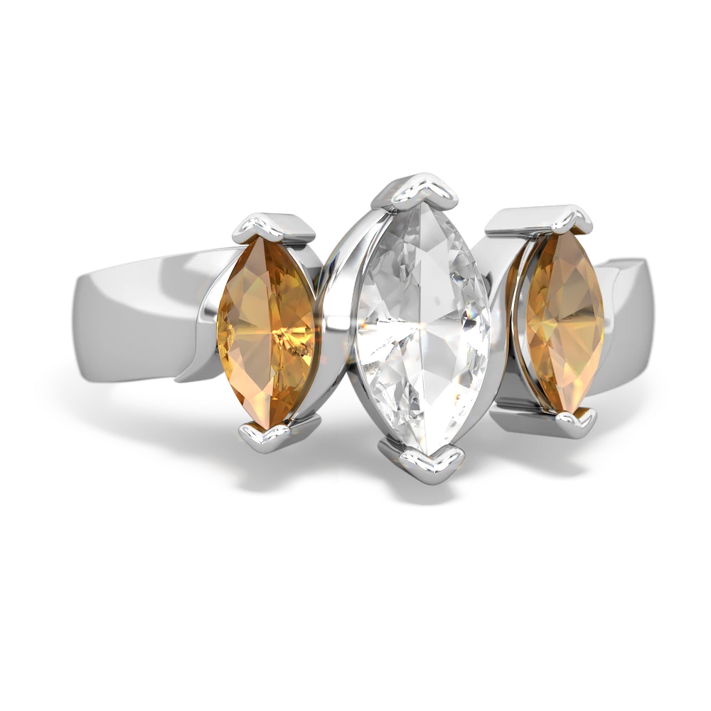 White Topaz Three Peeks 14K White Gold ring R2433