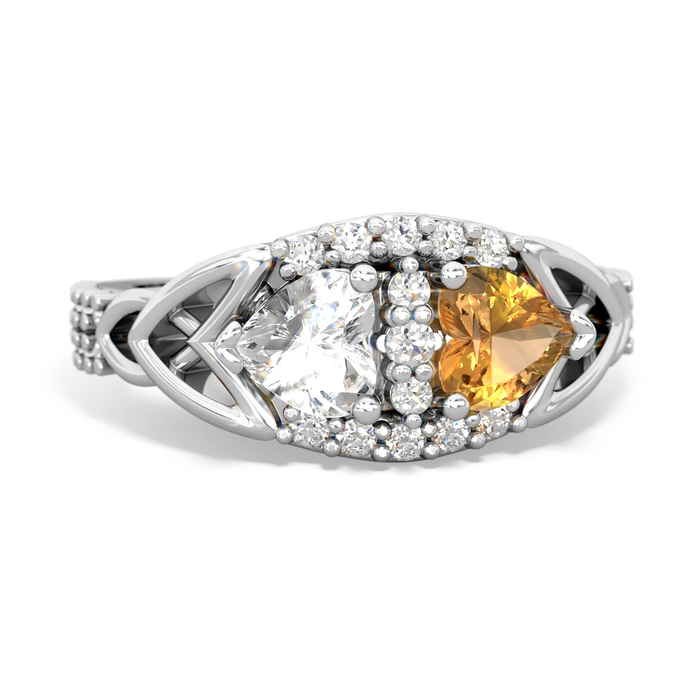 White Topaz Sparkling Celtic Knot 14K White Gold ring R2645