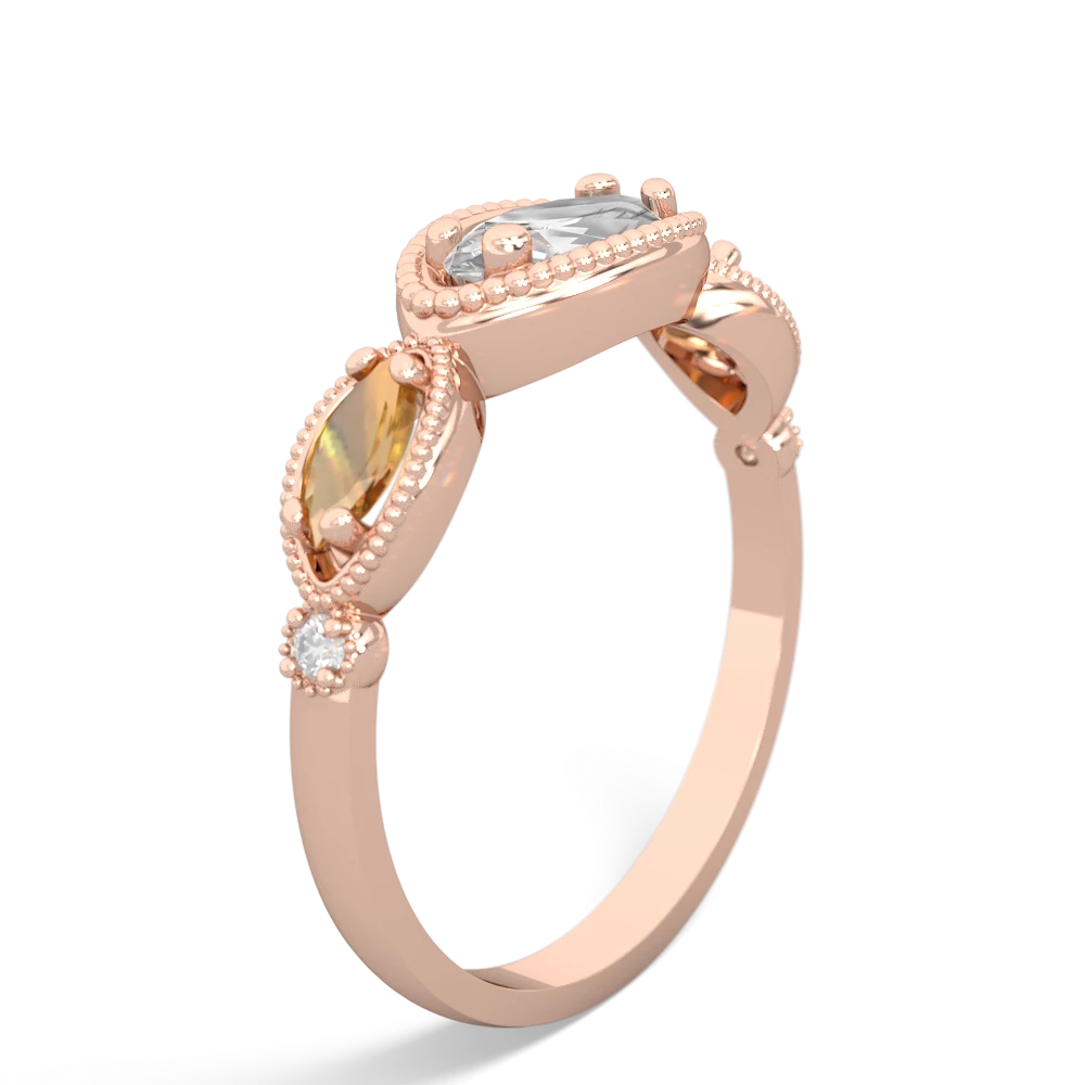 White Topaz Milgrain Marquise 14K Rose Gold ring R5700