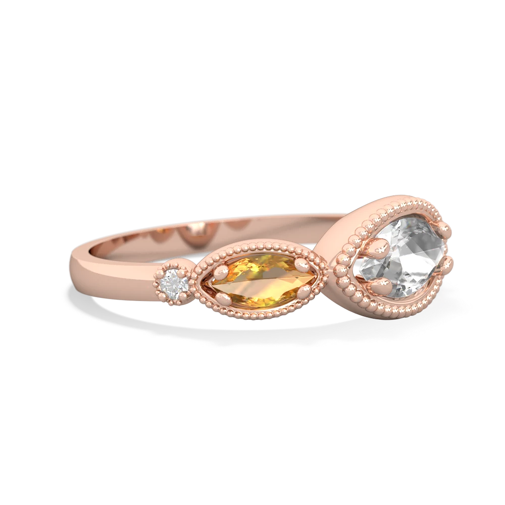 White Topaz Milgrain Marquise 14K Rose Gold ring R5700