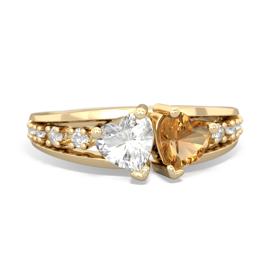 White Topaz Heart To Heart 14K Yellow Gold ring R3342