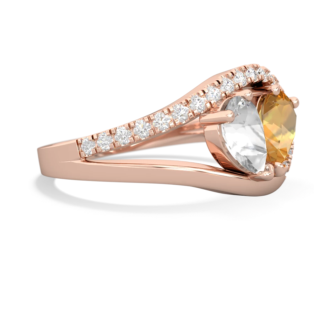 White Topaz Nestled Heart Keepsake 14K Rose Gold ring R5650