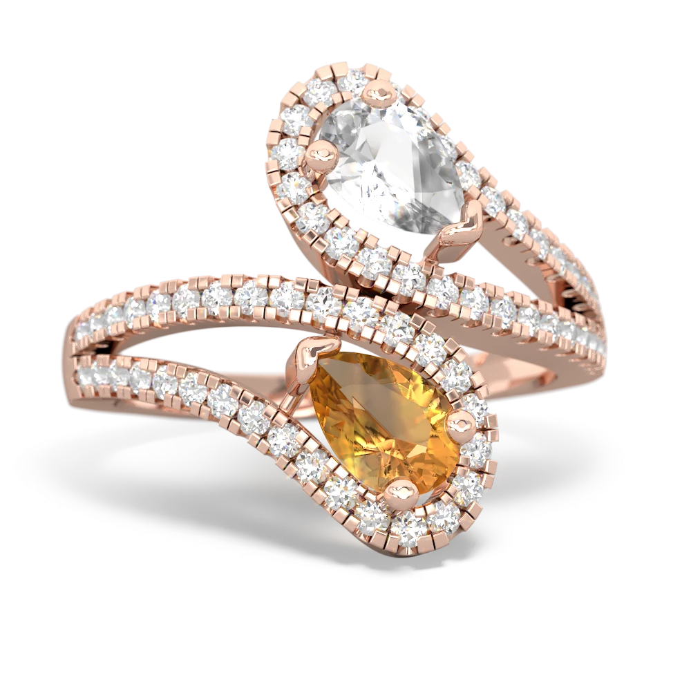 White Topaz Diamond Dazzler 14K Rose Gold ring R3000