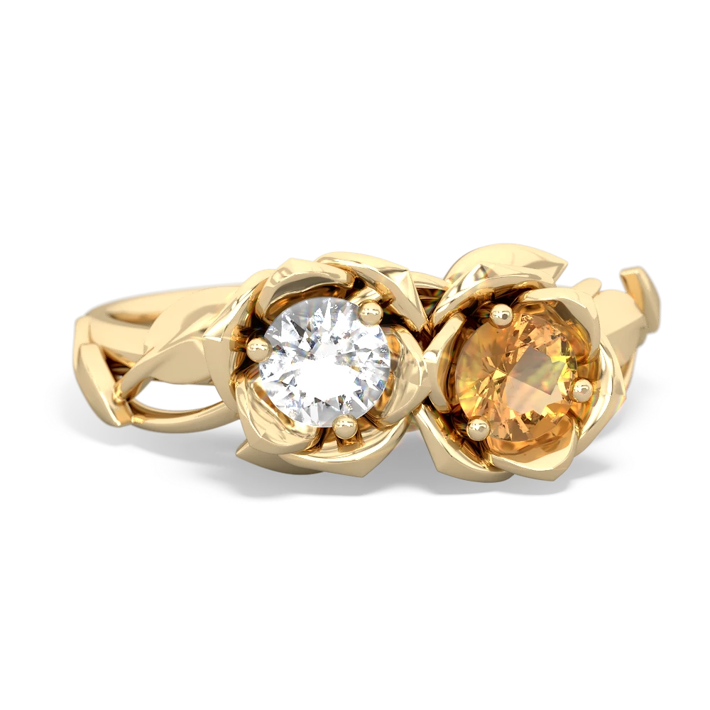 White Topaz Rose Garden 14K Yellow Gold ring R5510
