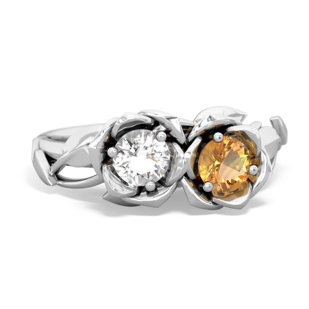 White Topaz Rose Garden 14K White Gold ring R5510