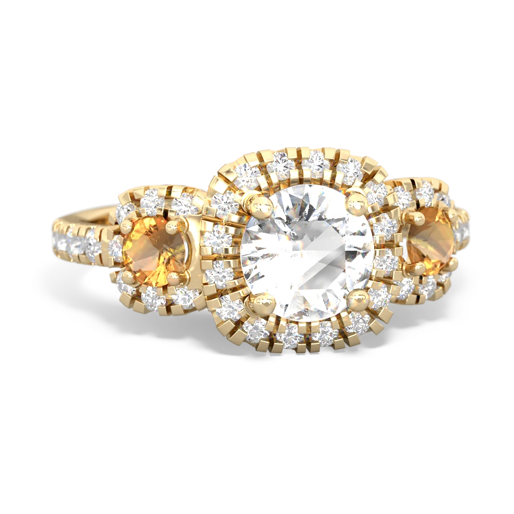 White Topaz Regal Halo 14K Yellow Gold ring R5350