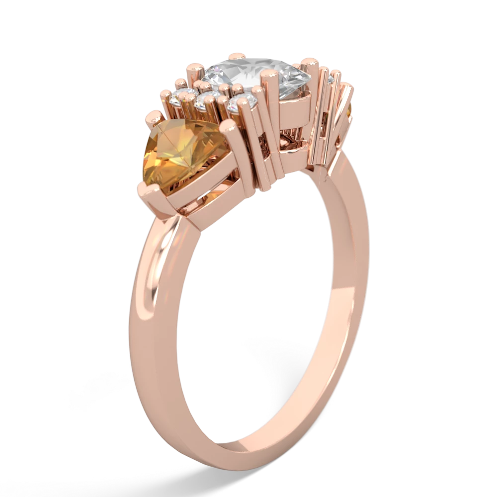 White Topaz Antique Style Three Stone 14K Rose Gold ring R2186