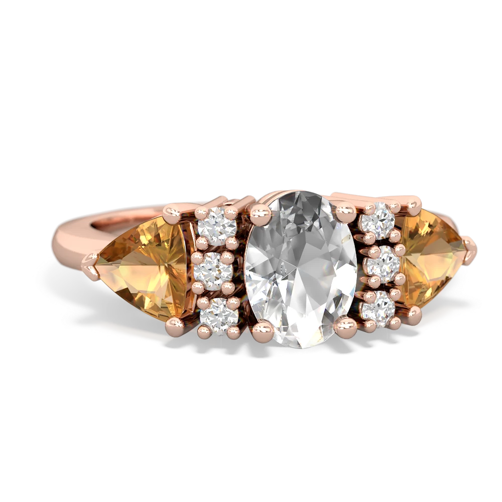 White Topaz Antique Style Three Stone 14K Rose Gold ring R2186