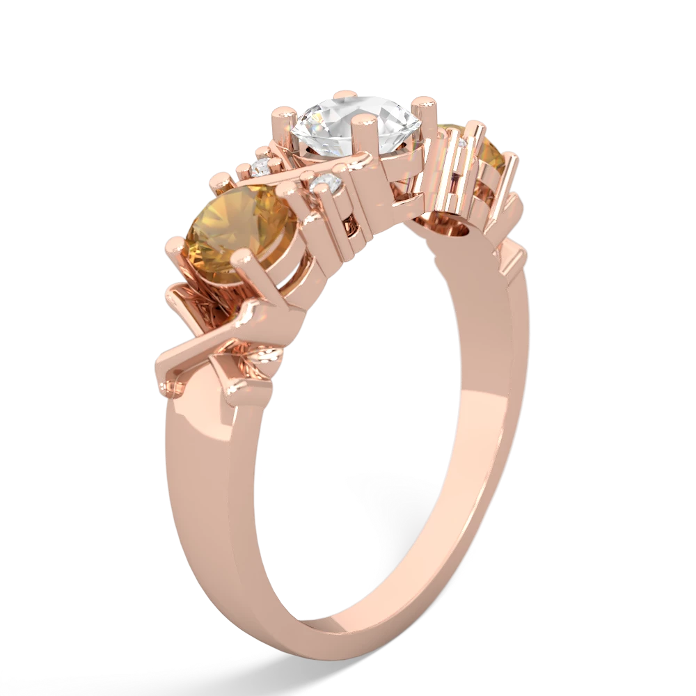 White Topaz Hugs And Kisses 14K Rose Gold ring R5016