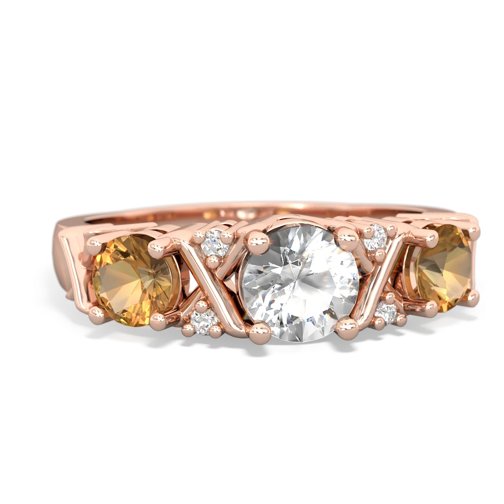 White Topaz Hugs And Kisses 14K Rose Gold ring R5016