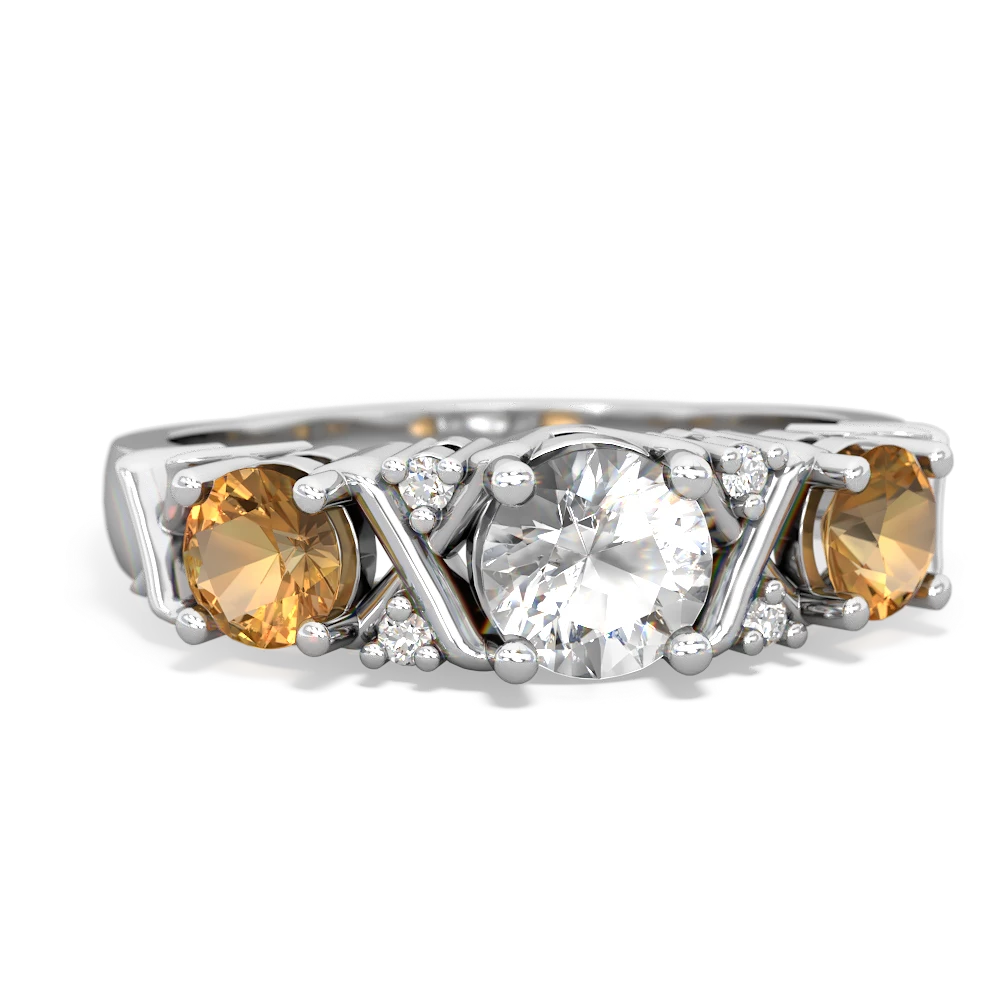 White Topaz Hugs And Kisses 14K White Gold ring R5016