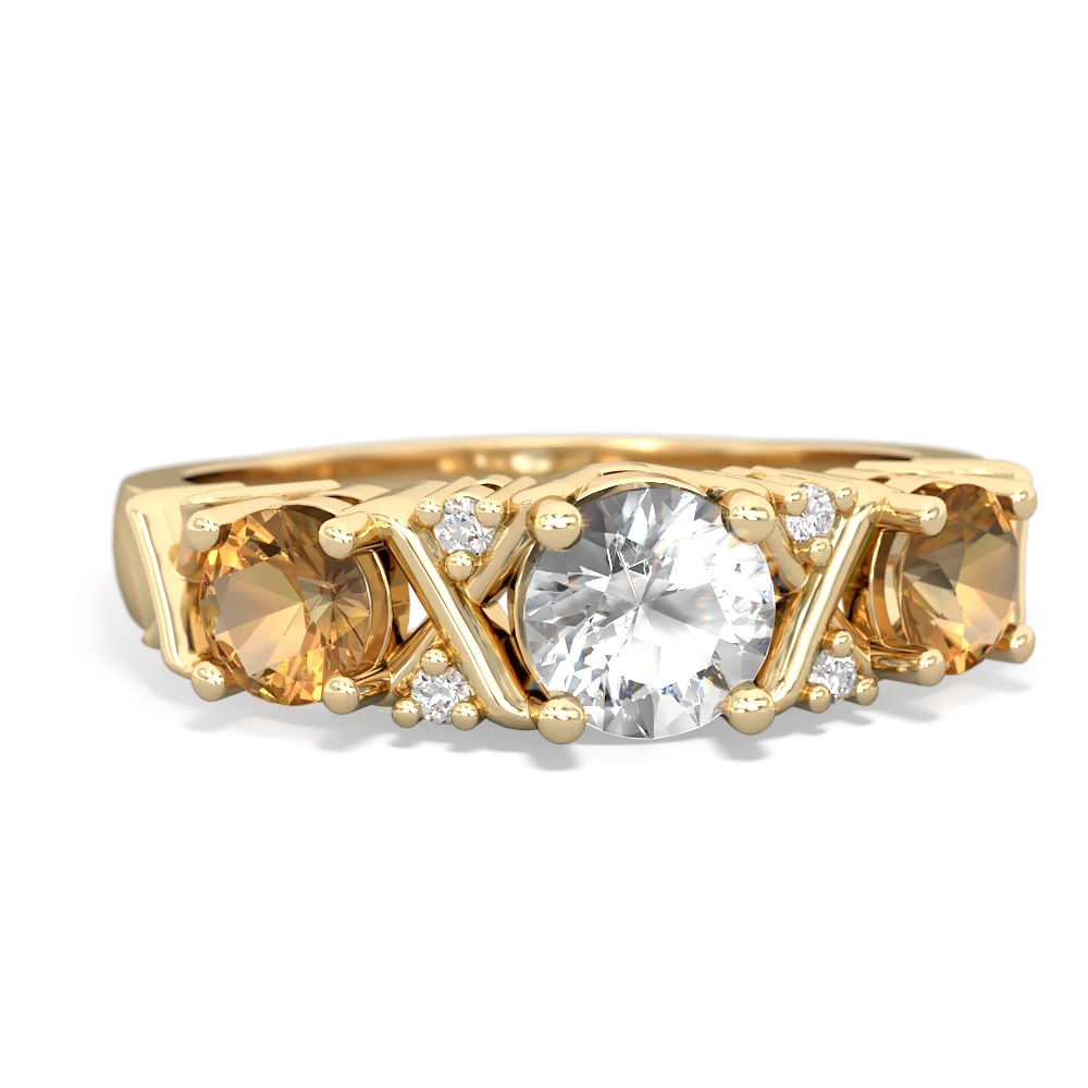 White Topaz Hugs And Kisses 14K Yellow Gold ring R5016