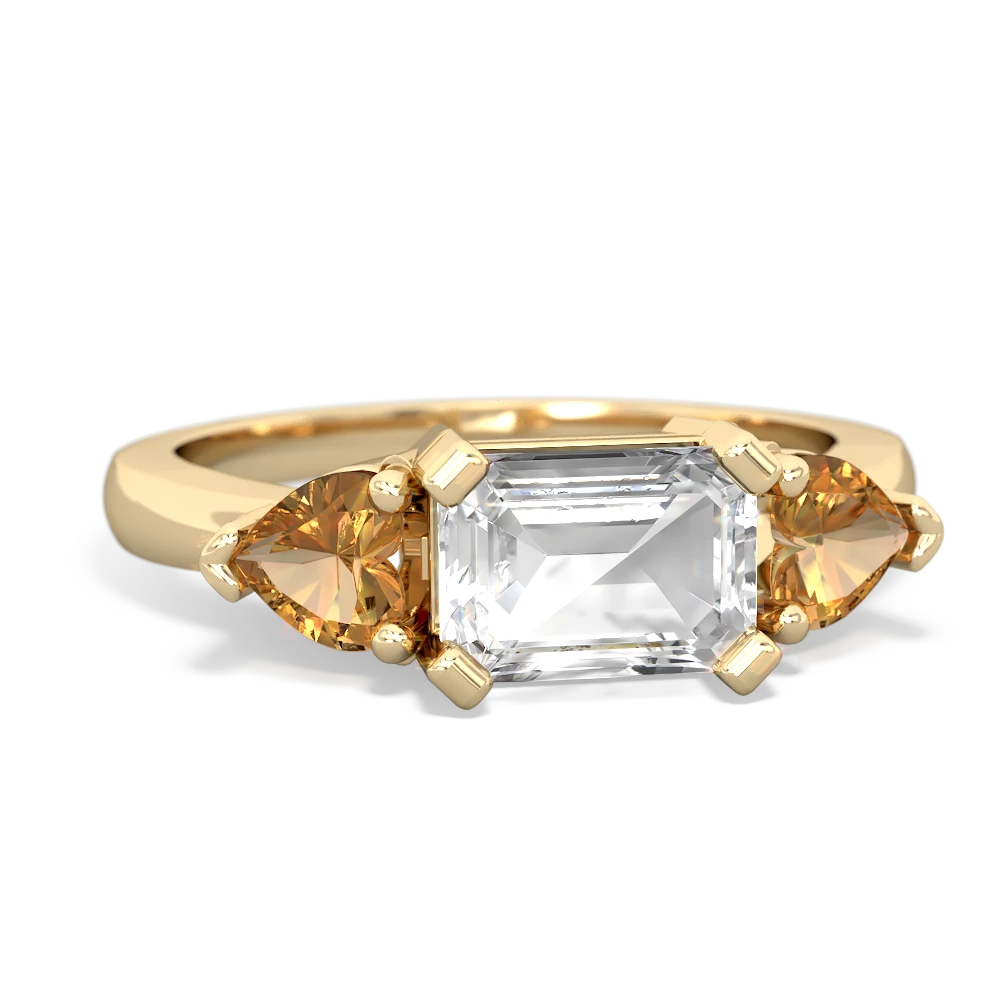 White Topaz Three Stone 14K Yellow Gold ring R5235