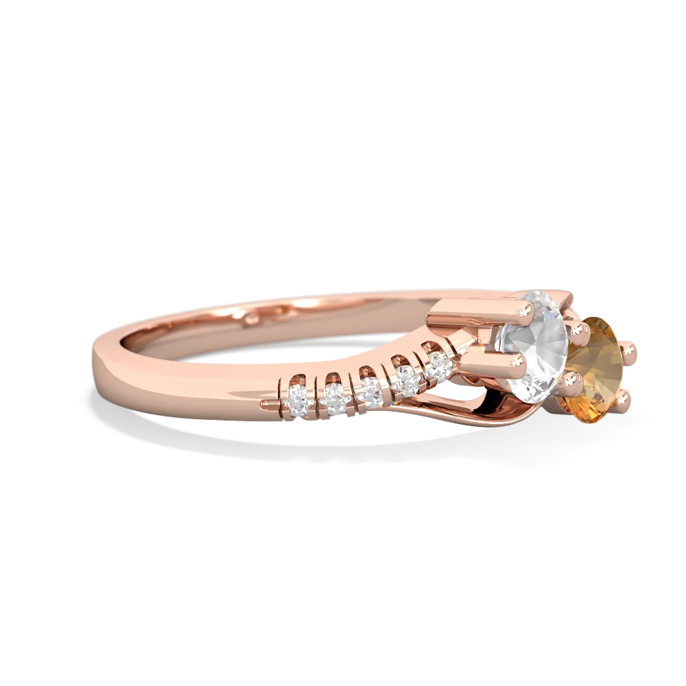 White Topaz Infinity Pave Two Stone 14K Rose Gold ring R5285