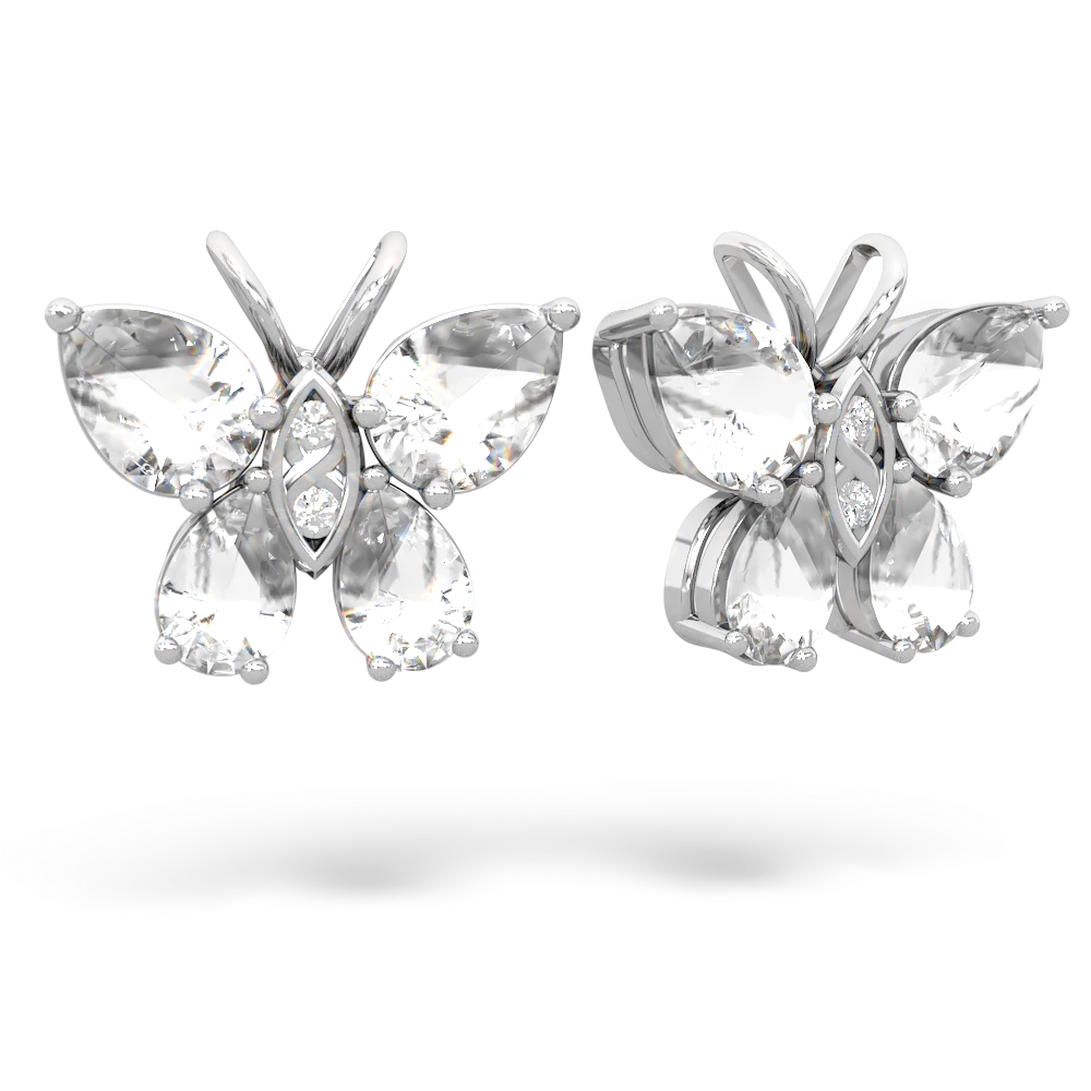 White Topaz Butterfly 14K White Gold earrings E2215