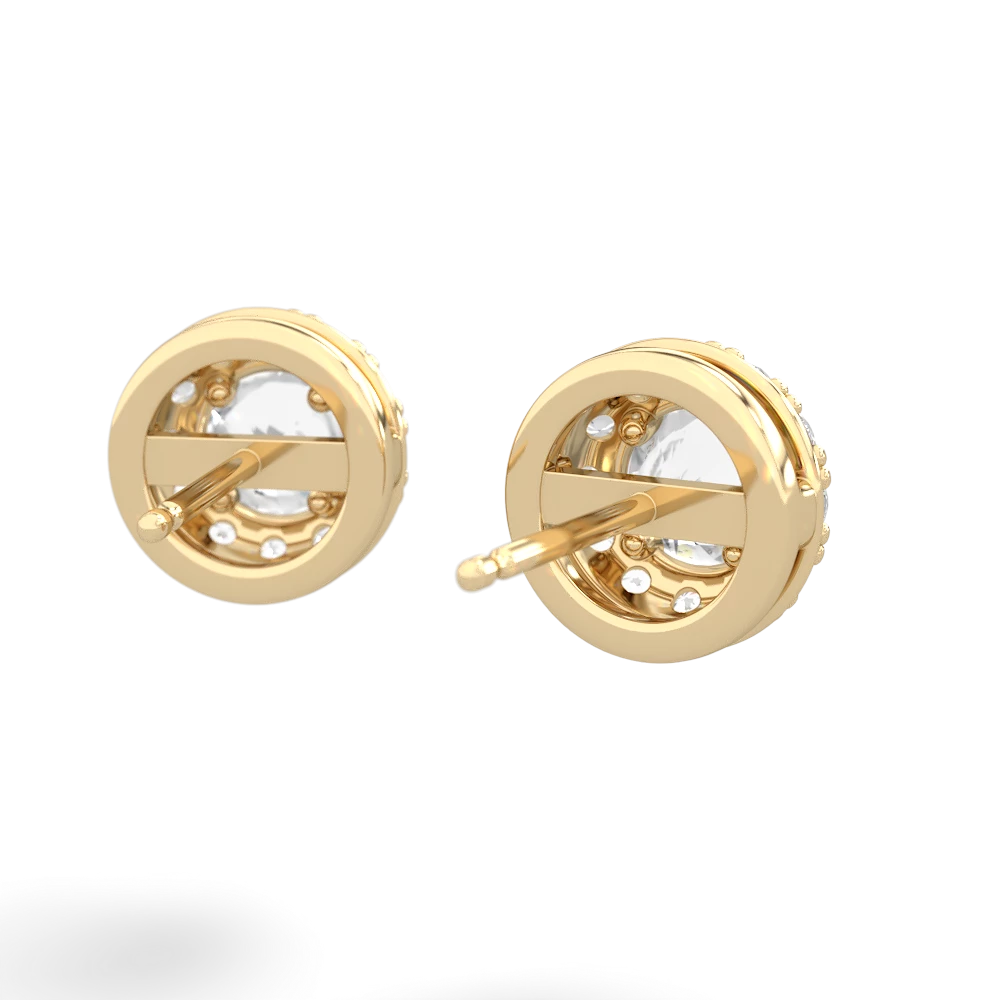 White Topaz Diamond Halo 14K Yellow Gold earrings E5370