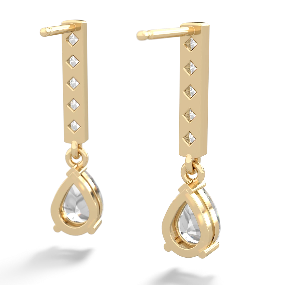 White Topaz Art Deco Diamond Drop 14K Yellow Gold earrings E5324
