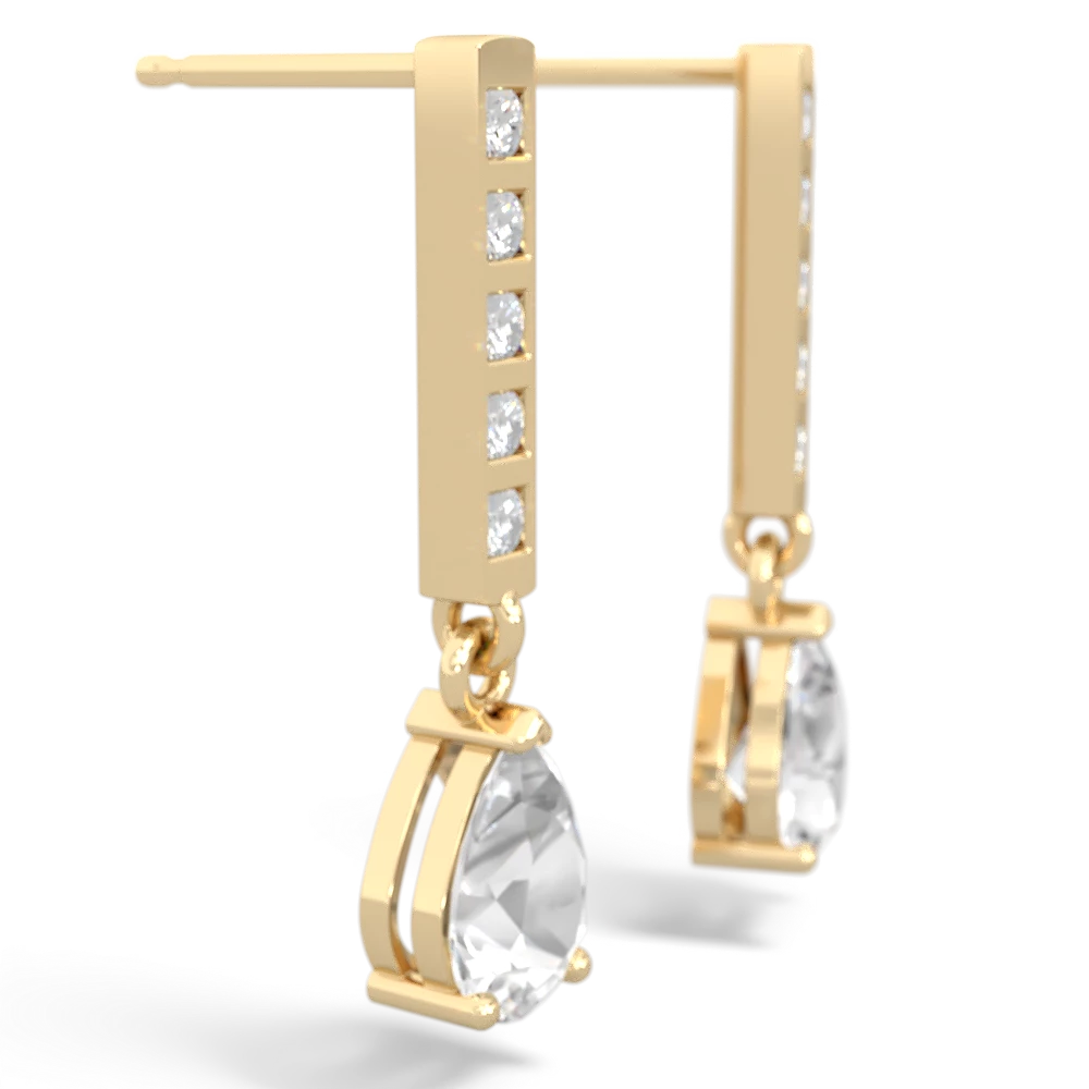 White Topaz Art Deco Diamond Drop 14K Yellow Gold earrings E5324
