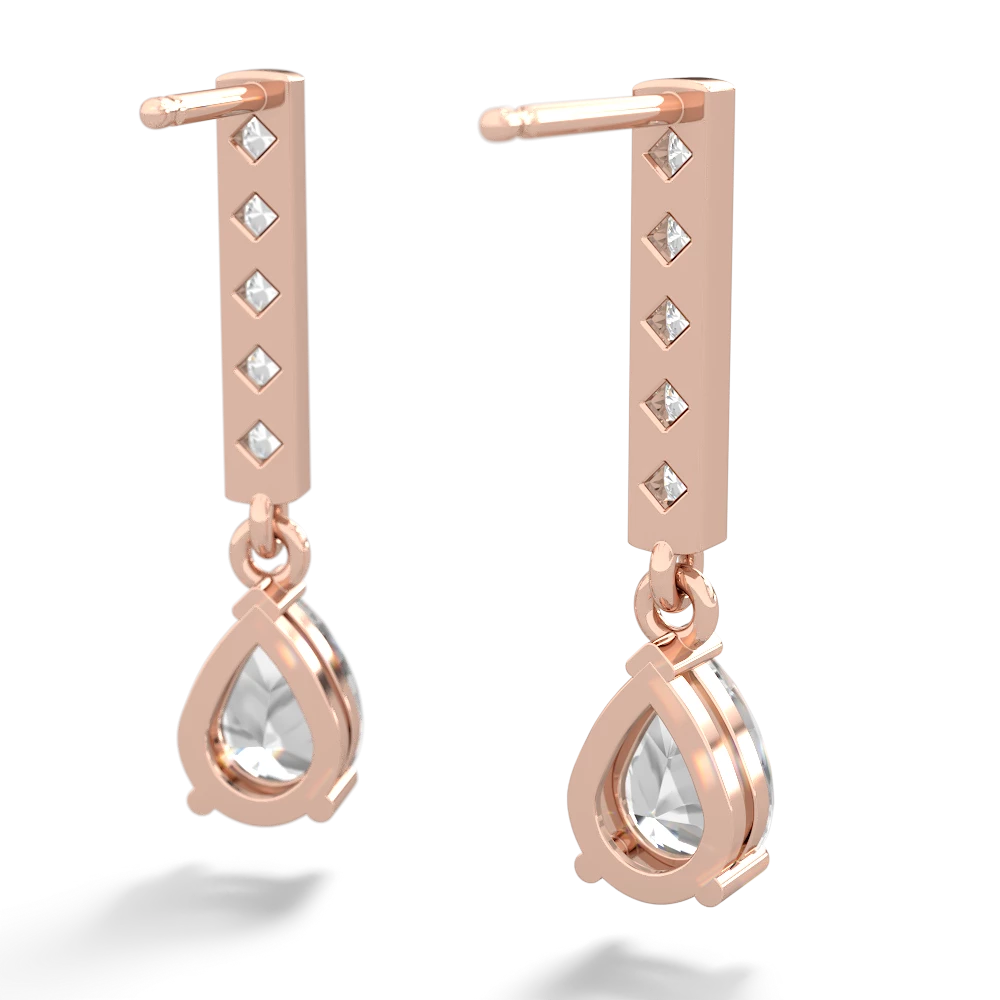 White Topaz Art Deco Diamond Drop 14K Rose Gold earrings E5324