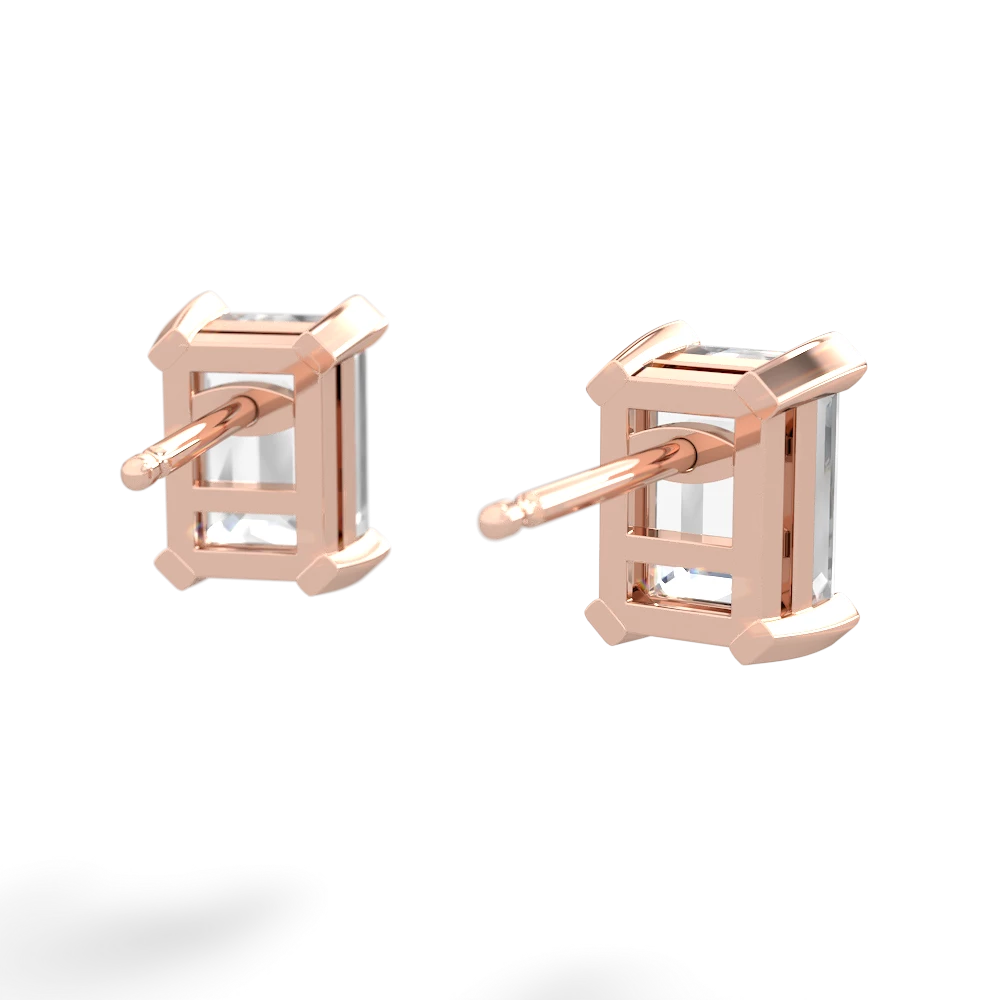 White Topaz 7X5mm Emerald-Cut Stud 14K Rose Gold earrings E1856