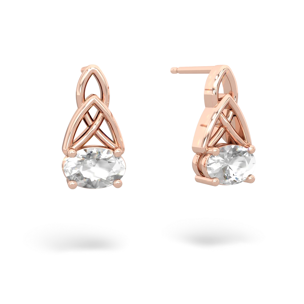 White Topaz Celtic Trinity Knot 14K Rose Gold earrings E2389