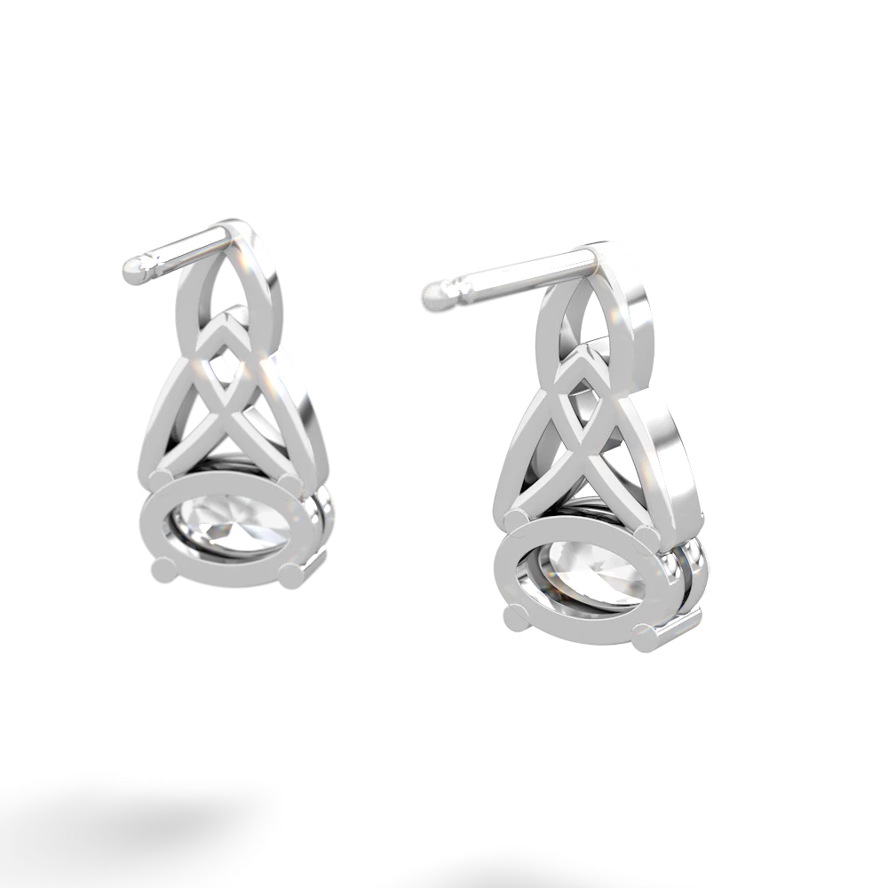 White Topaz Celtic Trinity Knot 14K White Gold earrings E2389