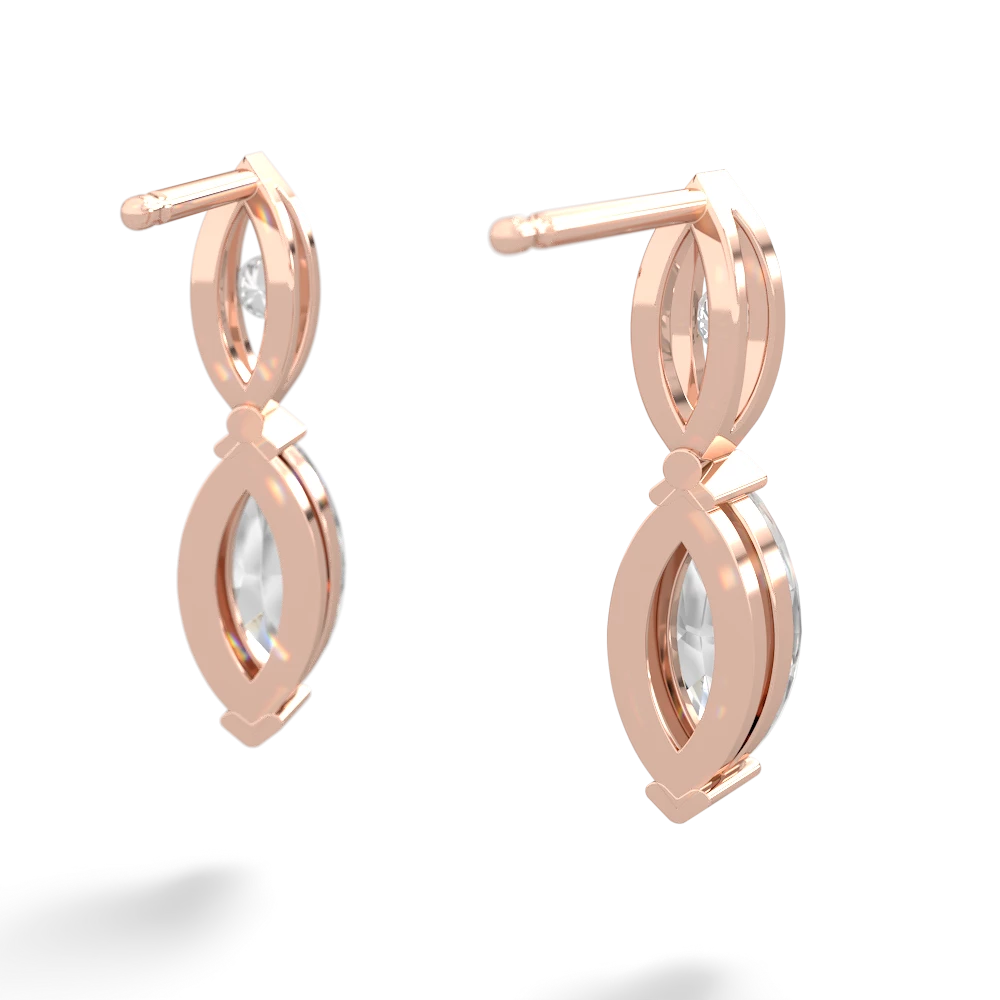 White Topaz Marquise Drop 14K Rose Gold earrings E5333