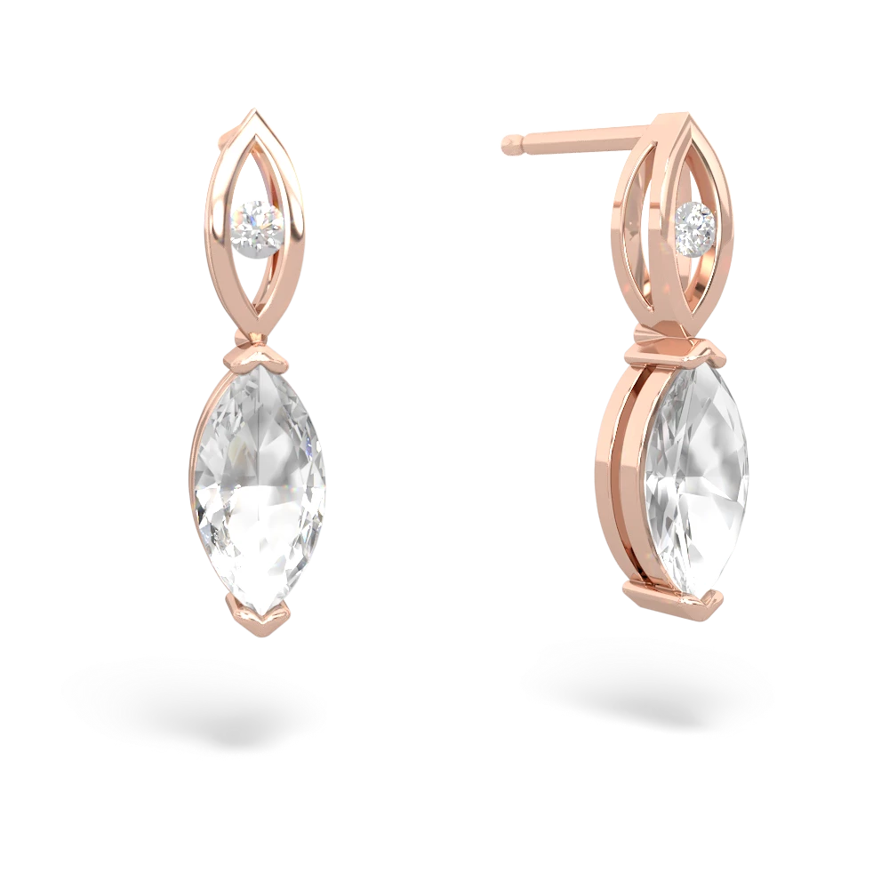 White Topaz Marquise Drop 14K Rose Gold earrings E5333