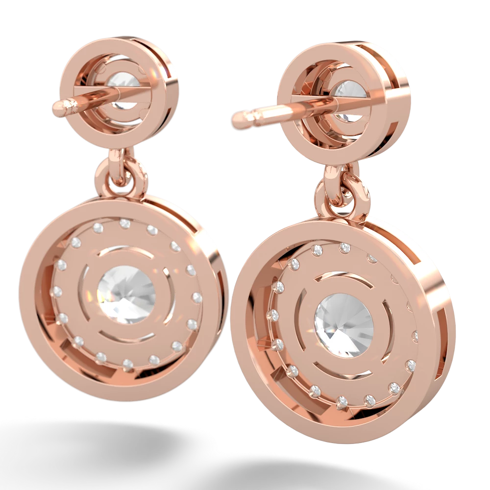 White Topaz Halo Dangle 14K Rose Gold earrings E5319