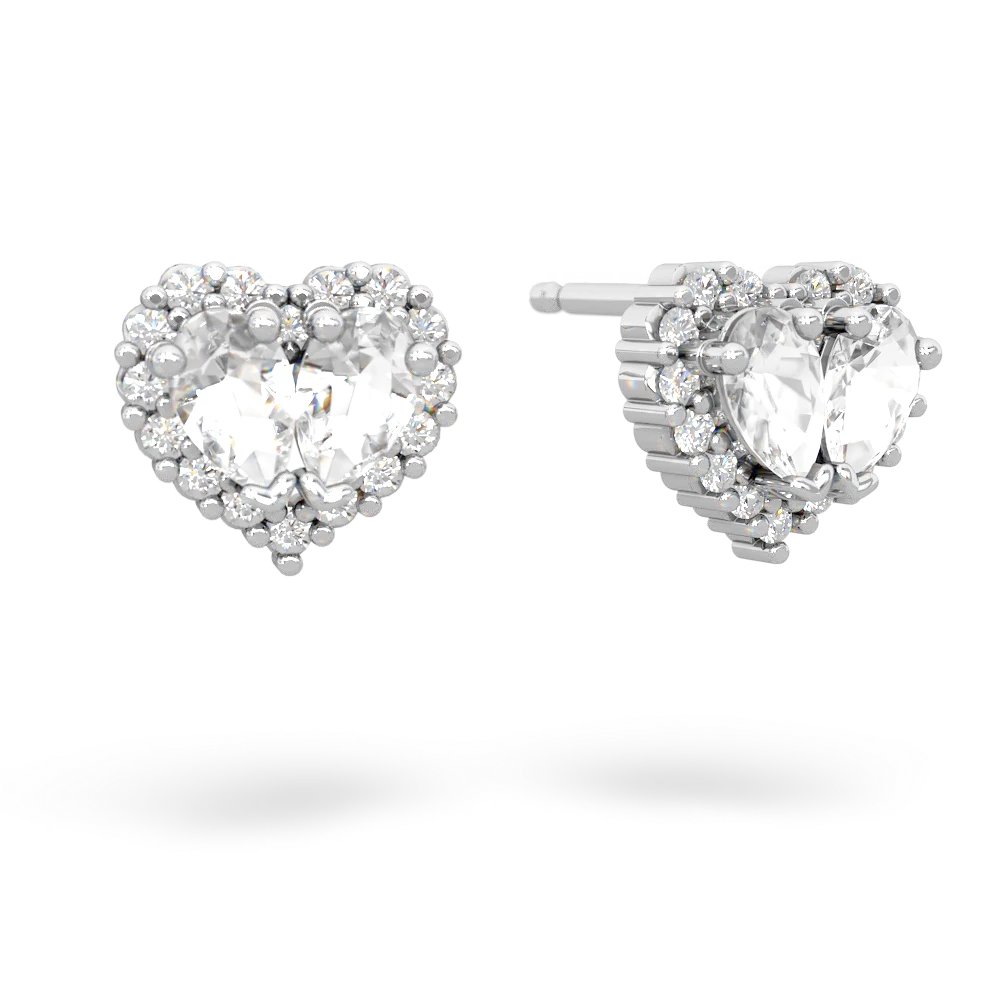 White Topaz Halo 14K White Gold earrings E7008